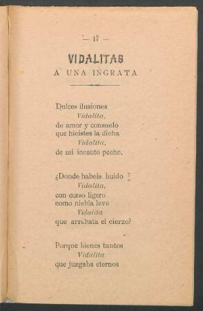 Vidalitas : A una ingrata