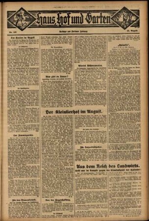 Vierte Ausgabe vom Sonntag, den 13. August 1933.