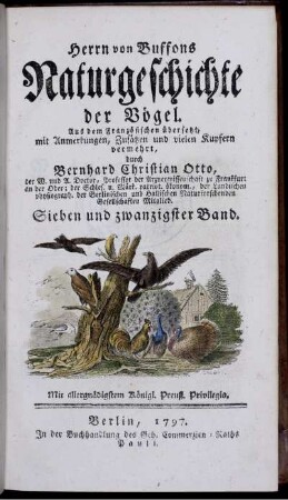 Bd. 27: Herrn von Buffons Naturgeschichte der Vögel. Sieben und zwanzigster Band