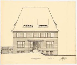 Einfamilienhaus mit Garten, Berlin (?): Aufriss Vorderansicht 1:50