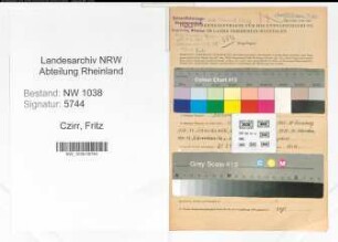 Entnazifizierung Fritz Czirr , geb. 08.06.1907 (Polizist)