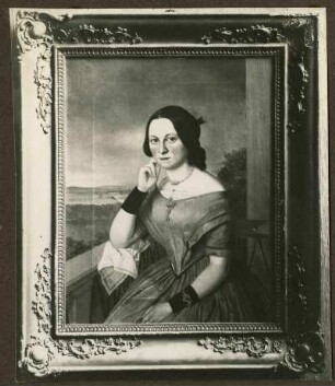 Gemälde von Karl Hoffmann. Frau, sitzend, aufgestützt