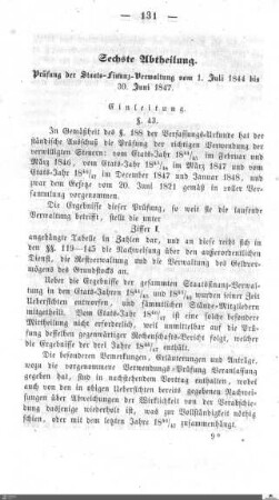 Prüfung der Finanzverwaltung 1844-1847