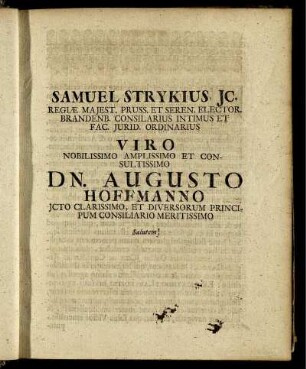 Samuel Strykius JC. ...