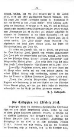 Das Epitaphium der Elisabeth Steetz.