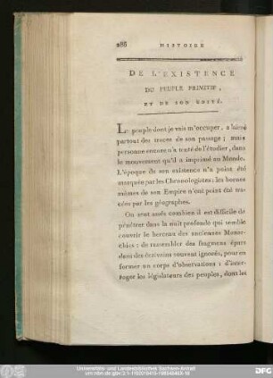 De L'Existence Du Peuple Primitif, Et De Son Unité.