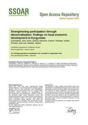 Strengthening participation through decentralisation: findings on local economic development in Kyrgyzstan