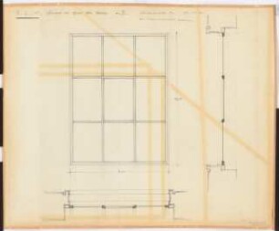 Reichsluftfahrtministerium, Berlin: Wache L5: Fenster Ansicht, Schnitt, Grundriss 1:10