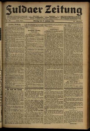 Erste Ausgabe vom Montag, den 17. Februar 1913.