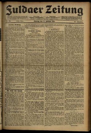 Erste Ausgabe vom Montag, den 17. Februar 1913.