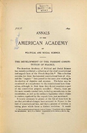 The annals of the American Academy of Political and Social Science, 6