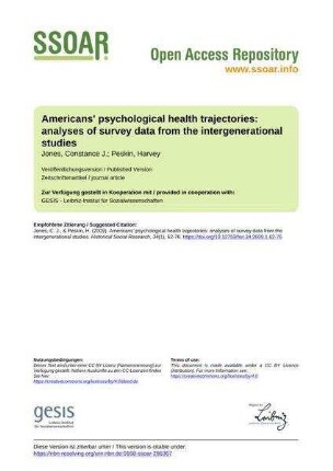 Americans' psychological health trajectories: analyses of survey data from the intergenerational studies