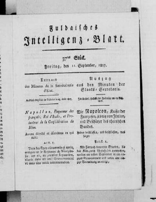 37tes Stück, Ausgabe vom 11. September, 1807