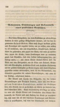 320-324 Reflexionen, Erfahrungen und Bekenntnisse eines praktischen Geistlichen : Fortsetzung