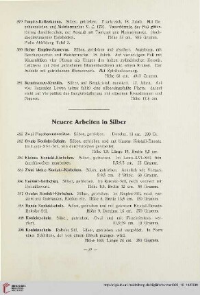 Neuere Arbeiten in Silber (Nr. 382-433)