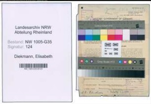 Entnazifizierung Elisabeth Diekmann , geb. 27.08.1907 (Theaterbesitzerin)