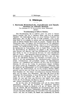 Nationale Einheitsschule, Jugendkunde und Berufsberatung an höheren Schulen : (Schluß) ; [Mitteilungen]