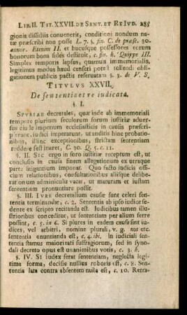 Titulus XXVII. De sententia et re iudicata