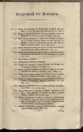 Verzeichniß der Beylagen.