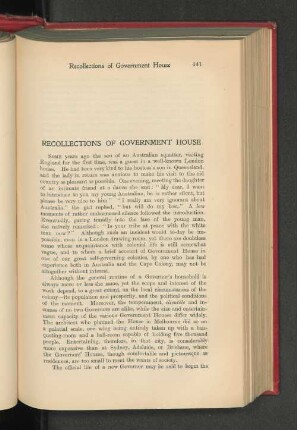 Recollections of Government House.