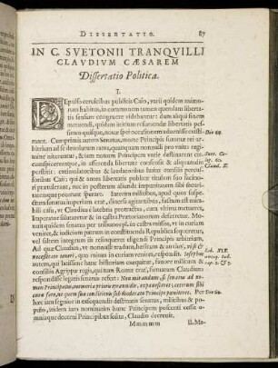 In C. Suetonii Tranquilli Claudium Cæsarem Dissertatio Politica.