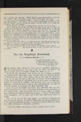 Aus dem Ranzelberger Fremdenbuch.