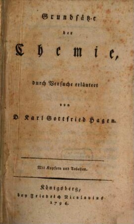Grundsätze der Chemie, durch Versuche erläutert