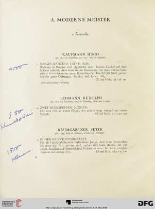 A. Moderne Meister (Nr. 1-71)