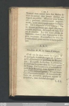 LXV. Caractére de M. le Comte d'Aubigny.