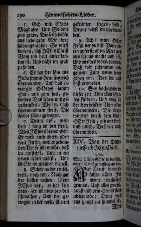 XIV. Von der Himmelfarth Jesu Christi. - XV. Vom Heiligen Geist, und dessen Gaben, Kraft und Wirckungen Oder: Pfingst-Lieder.