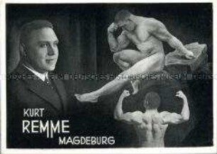 Werbekarte eines "starken" Mannes