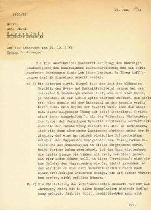 Kritik von Emil Stahl an dem baden-württembergischen Wappenentwurf