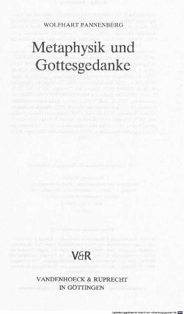 Metaphysik und Gottesgedanke