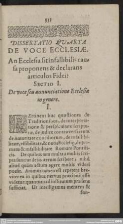 Dissertatio Quarta De Voce Ecclesiae