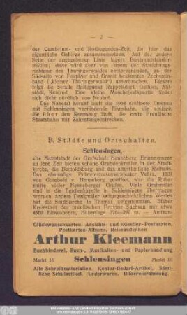 B. Städte und Ortschaften.