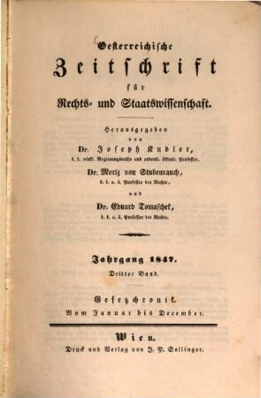 Österreichische Zeitschrift für Rechts- und Staatswissenschaft. 1847,3