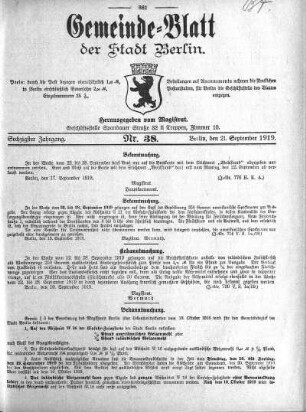 1919,38: Nr. 38, 21. September 1919