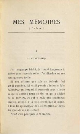 Mes mémoires : enfance et jeunesse, 2e séríe. Seconde jeunesse