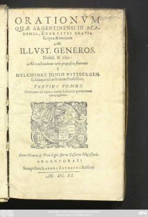 3: Orationes ad Genus causae Iudiciale pertinentes complectens