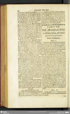 Caput VIII. De Hominis Peccatoris Coram Deo Iustificatione