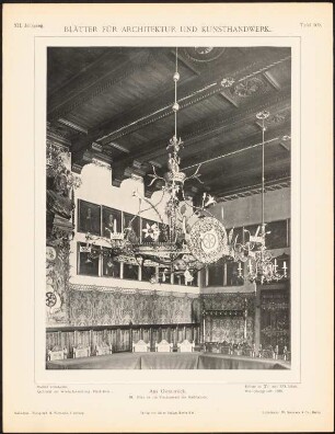 Rathaus, Osnabrück: Innenansicht Friedenssaal (aus: Blätter für Architektur und Kunsthandwerk, 12. Jg., 1899, Tafel 109)