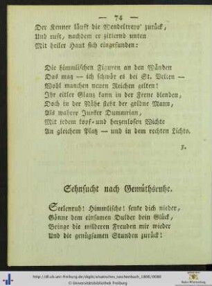 Sehnsucht nach Gemüthsruhe.
