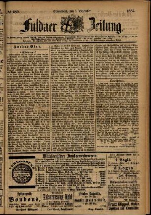 Ausgabe vom Samstag, den 05. Dezember 1885.