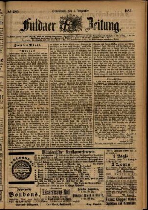 Ausgabe vom Samstag, den 05. Dezember 1885.