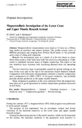 Magnetotelluric investigation of the lower crust and upper mantle Beneath Iceland