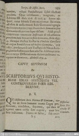 Caput Septimum De Scriptoribus Qui Historiam Ideas Systemata Vel Controversias Iuris Ediderunt