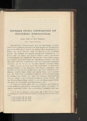 Beziehungen zwischen Kathodenpotential und elektrolytischer Reduktionswirkung