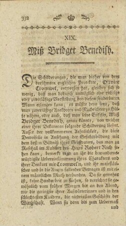 XIX. Miß Bridget Benedish.