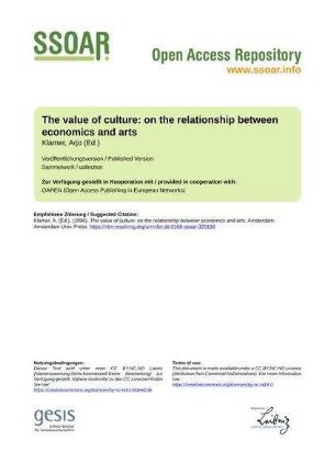 The value of culture: on the relationship between economics and arts