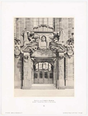 Festhalle, Mannheim: Portal der Festhalle in Mannheim, Seite aus Moderne Architekturen, Verlag Kick, Stuttgart